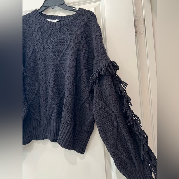 XL TIME AND TRU GORGEOUS BOHO BLACK KNIT LONT SLEEVE PULLOVER - Picture 7 of 8